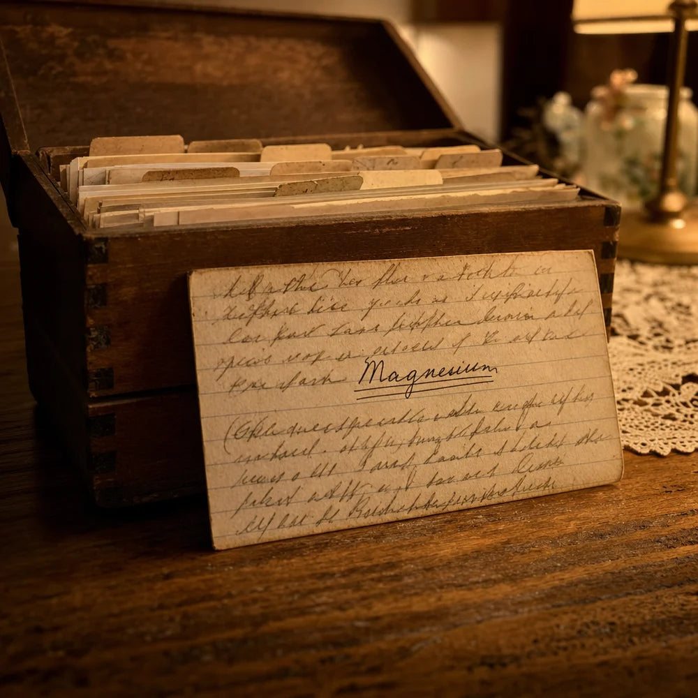 An old recipe box with a handwritten card